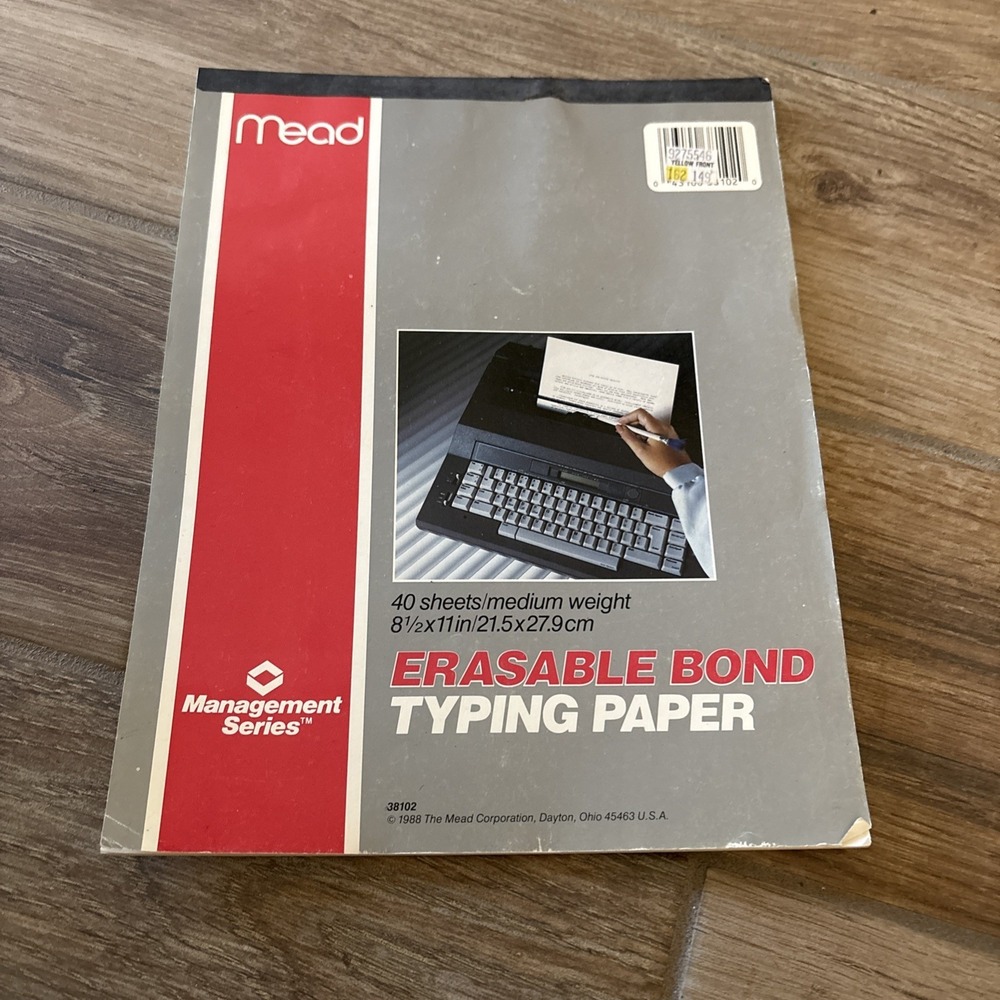 Mead 39198 Erasable Bond Typing Paper - medium weight ~35 Sheets Used